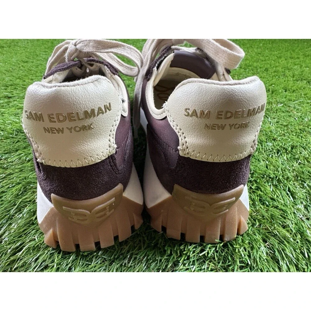 Women's Sam Edelman Langley Lace-Up Sneakers Brown, White Size 7
